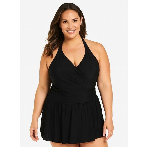 D&Co. Beach Women’s Black One-Piece Skirted Swimsuit Size 20WP Plus - Picture 1 of 7